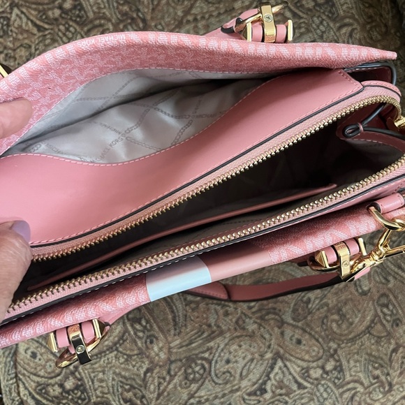 Michael Kors Marilyn Pink and White Satchel